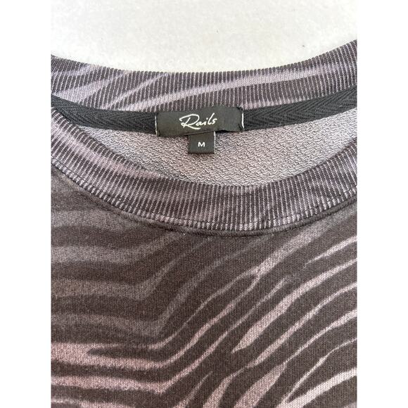 Rails Marlo Charcoal Watercolor Stripes Sweatshirt Side Zippers Size Medium - Picture 4 of 4